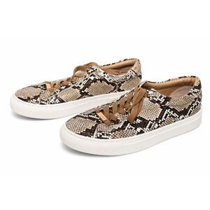 J/Slides NYC Sneakers Women 7.5‎ Brown Snake Embossed Leather Platform Lace Up